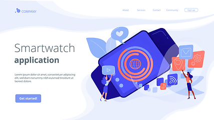 Image showing Smartwatch app concept landing page.