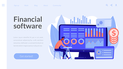 Image showing Financial data management concept landing page.