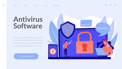 Image showing Cyber security software concept landing page.