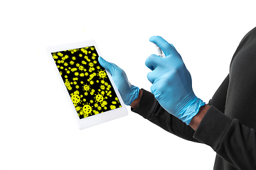 Image showing Viruses on surfaces, tablet you contacting everyday - concept of spreading of virus, disinfection