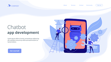 Image showing Chatbot app developmentconcept landing page.