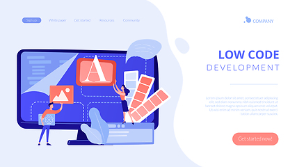 Image showing Low code development concept landing page.