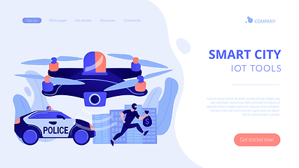 Image showing Law enforcement drones concept landing page.