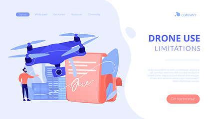 Image showing Drone flying regulations concept landing page.
