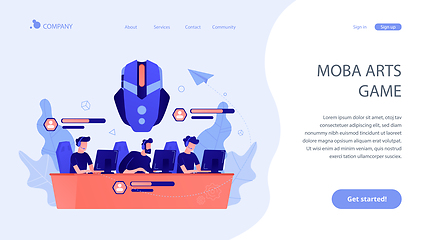 Image showing Multiplayer online battle arena concept landing page.