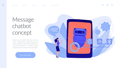 Image showing Chatbot virtual assistant via messagingconcept landing page.