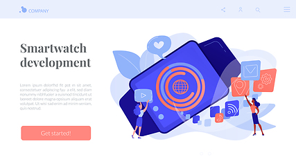 Image showing Smartwatch app concept landing page.