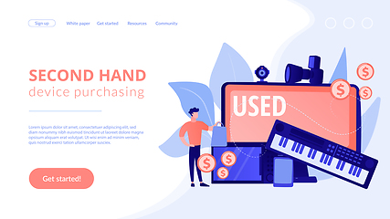 Image showing Used electronics trading concept landing page.