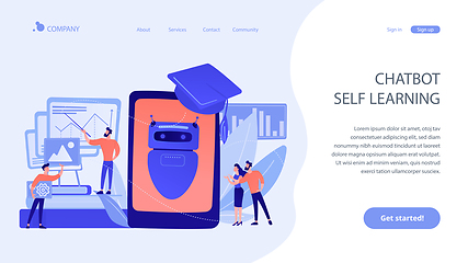 Image showing Chatbot self learningconcept landing page.