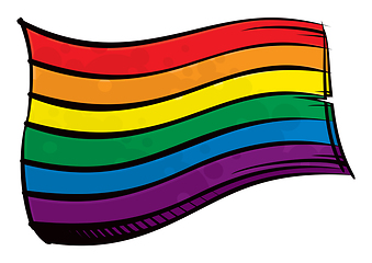 Image showing Painted LGBT Rainbow flag waving in wind