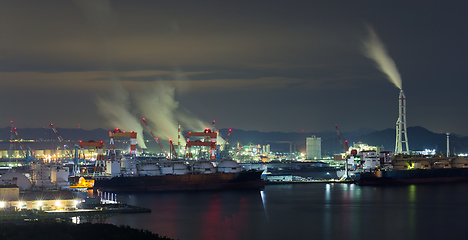 Image showing Industrial factory in Kurashiki at night