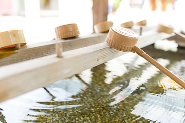 Image showing Japanes wooden ladle in shrine