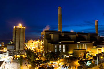 Image showing Cement plant at evening