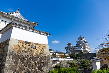 Image showing Traditional Japanese Himeji Castle with sunshine