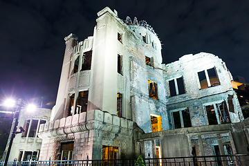 Image showing Bomb Dome in Hiroshima of Japan at night