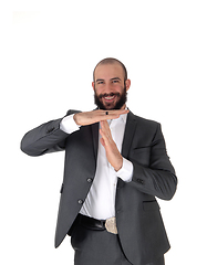 Image showing Young business man signing, likes to talk