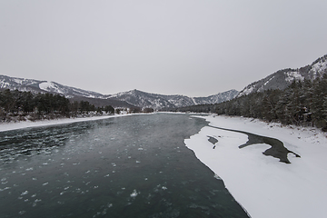 Image showing Landscape with river and mountains