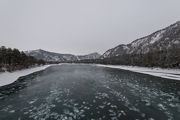 Image showing Landscape with river and mountains