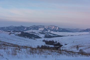 Image showing Altai mountains winte road