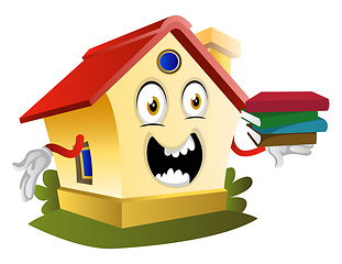 Image showing House is holding books, illustration, vector on white background