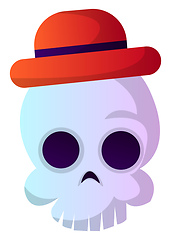 Image showing Cartoon skull with red hat vector illustartion on white backgrou