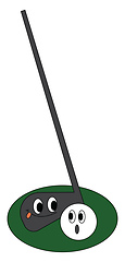 Image showing Pair of golf club and golf ball looks cute vector or color illus