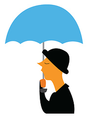 Image showing A person with umbrella on a rainy day vector or color illustrati