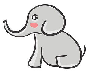 Image showing A cute small elephant vector or color illustration