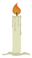 Image showing Simple white burning candle vector illustration on white backgro