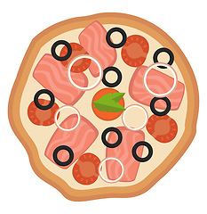 Image showing Pizza with onionstomato and olivesPrint