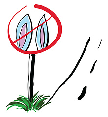 Image showing A road sign mentioning that bunnies are prohibited vector color 