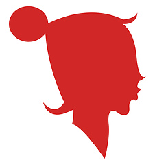 Image showing A girl with huge hair bun vector or color illustration