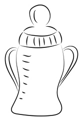 Image showing A bottle of milk contour vector or color illustration