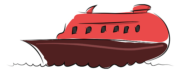 Image showing Cartoon red boat vector illustration on white background