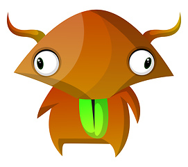 Image showing Brown monster with wide eyes illustration vector on white backgr