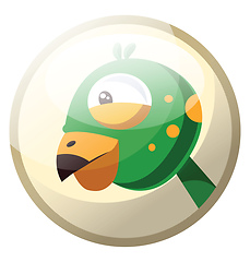 Image showing Cartoon character of a green bird head with yellow dotts vector 