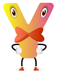 Image showing Yellow letter Y with bowtie vector illustration on white backgro