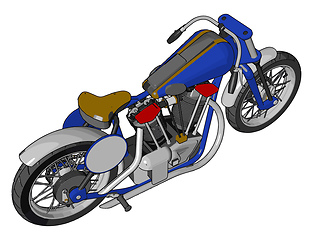 Image showing Blue vintage chopper motorcycle vector illustration on white bac