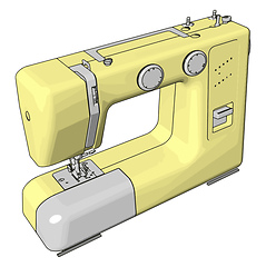 Image showing Simple vector illustration of an yellow sewing machine white bac