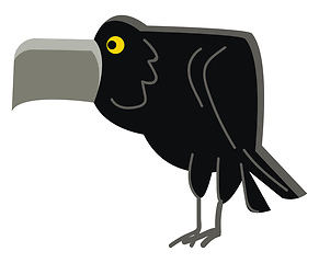 Image showing Illustration of an angry black crown bird with its flat and wide