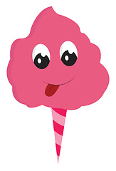 Image showing Pink cotton candy with big eyes vector illustration on white bac