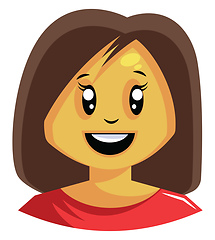 Image showing Woman with short brown hair is happy illustration vector on whit