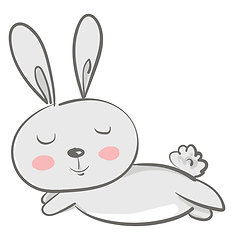 Image showing A cute cartoon hare sleeping on its arms vector color drawing or