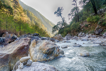 Image showing Mountain river in Nepal Himalaya