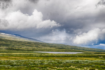 Image showing Dramatic norwegian landscape in cold summer