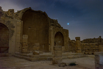 Image showing Night ruins in Shivta , Israel