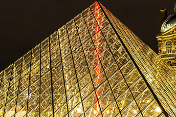 Image showing The Louvre at night in Paris