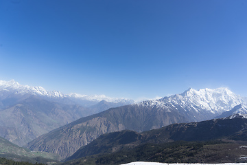 Image showing Snow mountains peak in Nepal Himalaya 