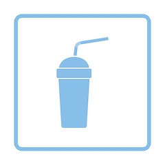 Image showing Disposable soda cup and flexible stick icon