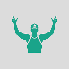 Image showing Football fan with hands up icon